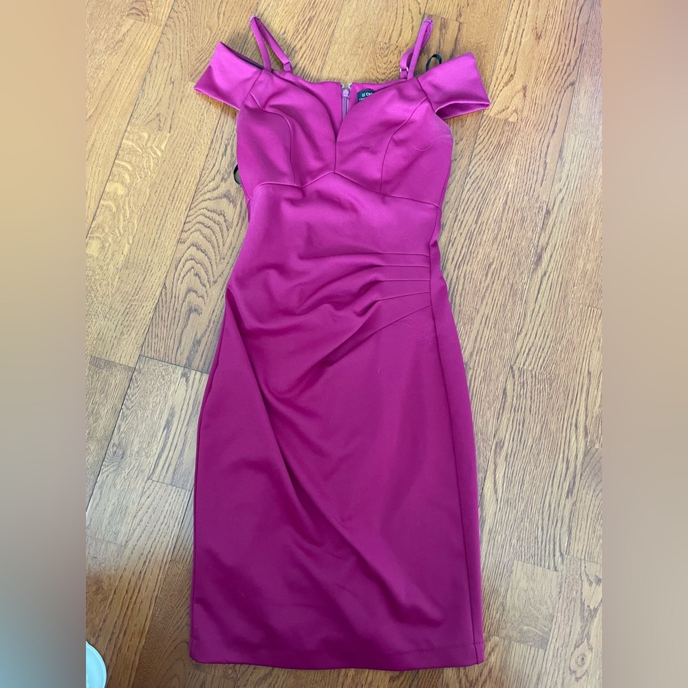 Elegant Magenta Off-Shoulder Dress